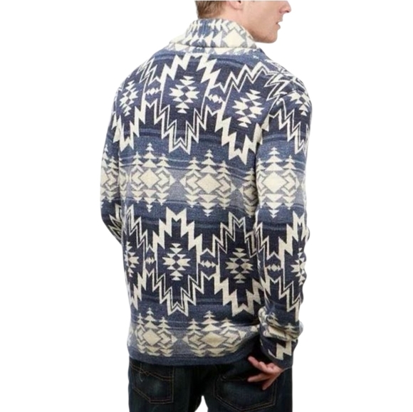 Lucky Brand Unisex Shawl Collar Cardigan Aztec Southwestern 100% Cotton Medium - Picture 6 of 12